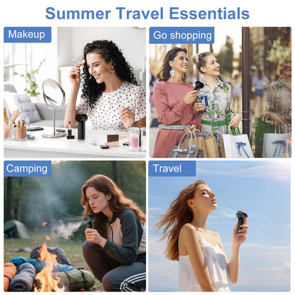 Handheld Mini Fan,Portable Small Pocket Handheld Personal Rechargeable Battery Operated USB Charger Keeping Cool In Hot Weather For Travel Beach,Gifts for Women (Black)