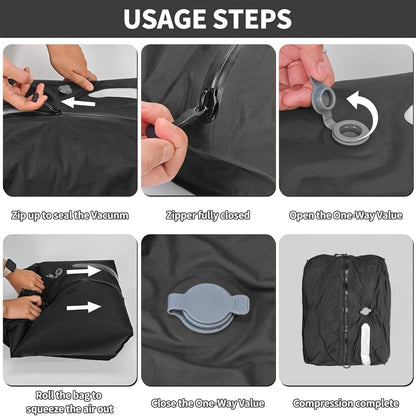 HOOFUN TPU Vacuum Bag for Travel, Reusable Compression Bag with IPX8 Waterproof Zipper, Save Space for Suitcase, Backpack and Carry on (ExtraLarge, No Pump)