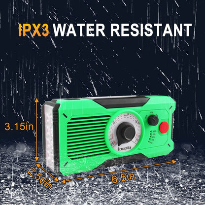 Emergency Radio, AM/FM/WB Weather Radio with 5000mAh Portable Power Bank, USB/Solar/Hand Crank Charging with Waterproof Flashlight & LED Reading Light SOS Alarm for Camping Hiking Hurricane Compass
