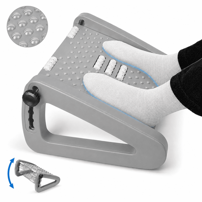 Merryhome Foot Rest Under Desk with 6 Adjustable Heights, Ergonomic Under Desk Footrest with Massage Rollers and Textured Surface for Office, Home and Travel, Gray