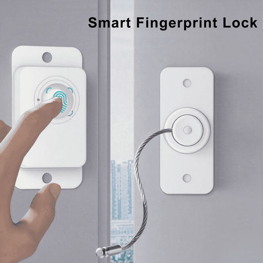Fingerprint Fridge Lock, Door Locks for Child Safety, Refridgerator Lock, Lock for Cabinet, Drawer, Freezer, Adhesive or Drill (White)