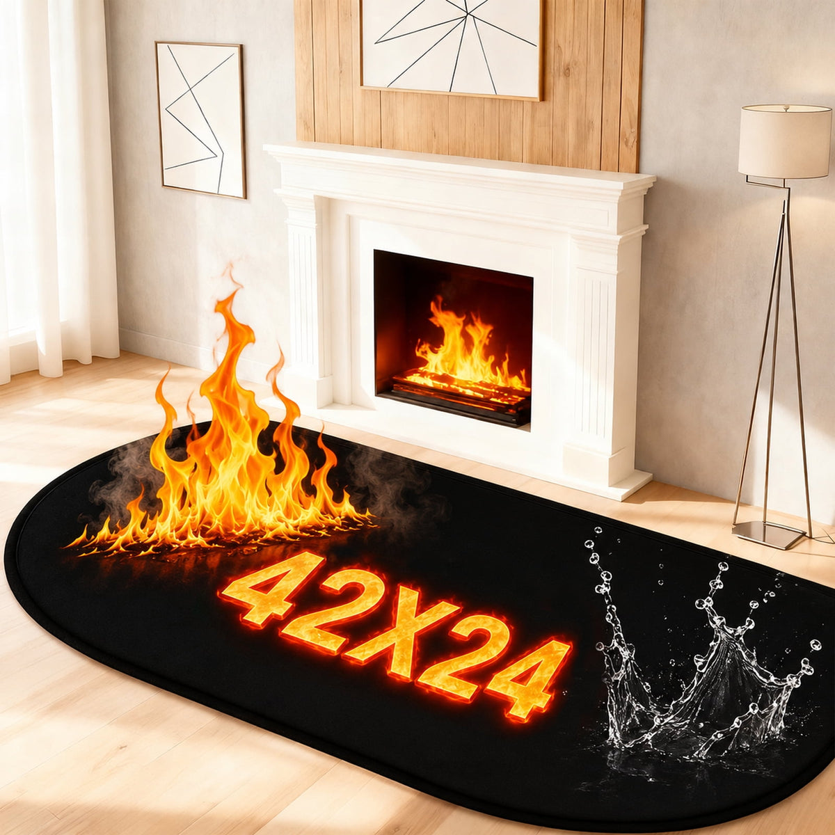 Henotian Fireproof Fireplace Mat 42x24 in Fire Resistant Hearth Rug for Wood Stove, Protect Floors Carpets Decks from Sparks Ashes and Heat