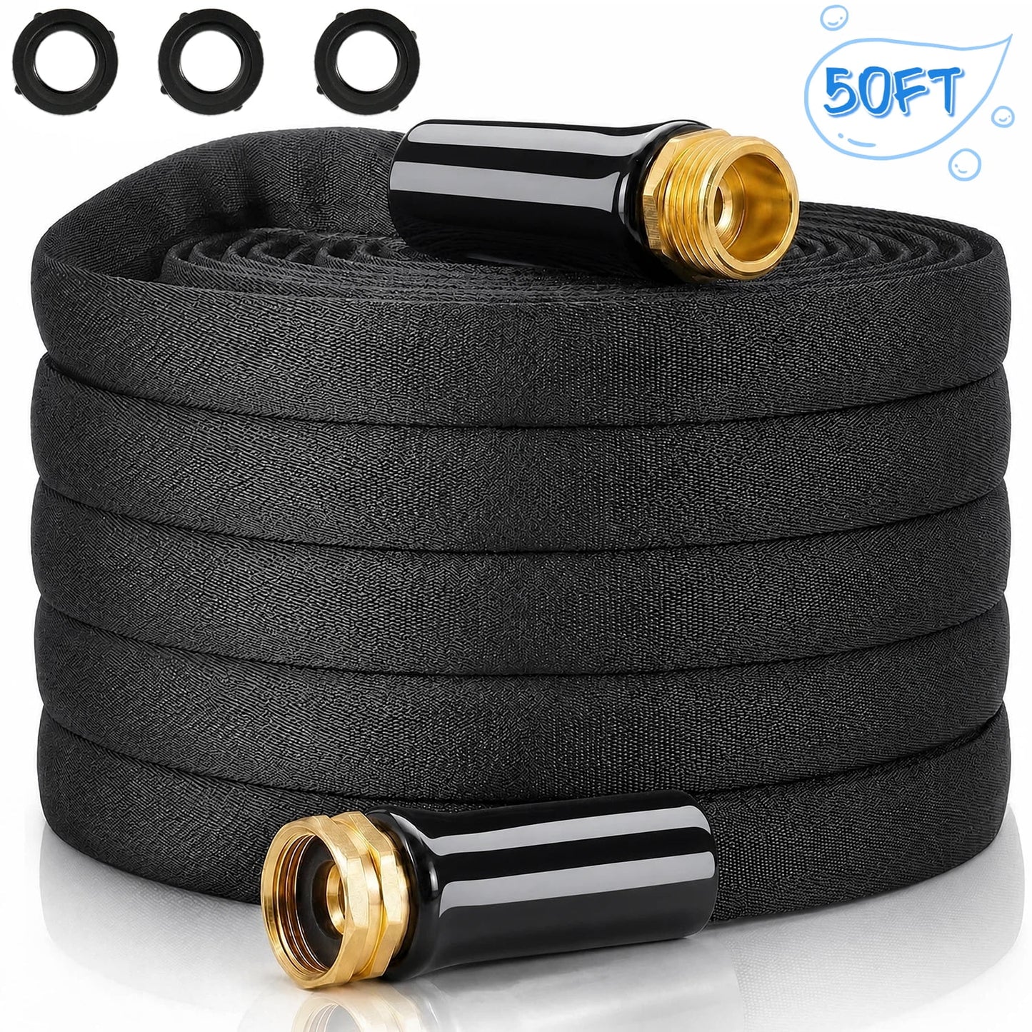 Teblint Garden Hose 50FT, Non-Expanding Water Hose Ultra Lightweight, Kink-Free, Burst-Resistant, Lead-Free High-Pressure for Yard, Lawn, Outdoor