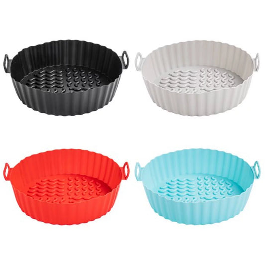 HOOFUN 4 Pcs Silicone Air Fryer Liners, Reusable Air Fryer Silicone Pot for 3 to 5 QT, Food Grade Silicone Easy Cleaning Air Fryer Basket, Air Fryer Oven Accessories Air Fryer Silicone Liners