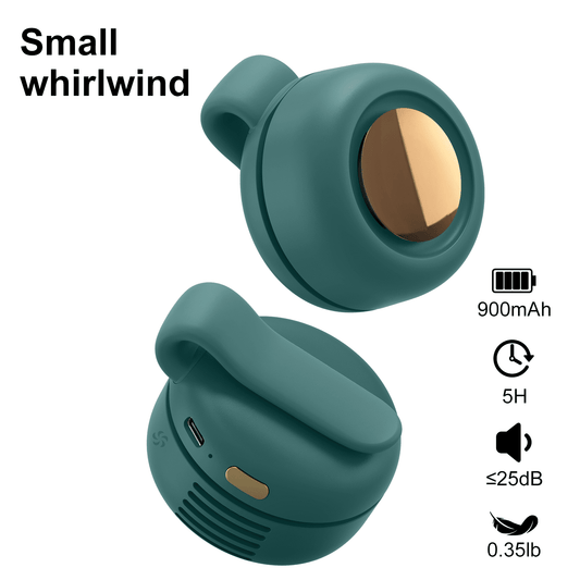 SPORTS JOY Whirlwind Cooling Fan, 2 in 1 Clip Waist Neck Fan, 3 Speeds USB Rechargeable Bladeless Electric Fan, 360° Rotation Personal Shirt Fan for Office, Gym, Travel, Camping, Gift (Green)
