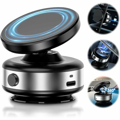Car Phone Holder for Magsafe - 78 lbs Strongest Suction Cup, 2400gf Magnetic Car Mount, 360° Adjustable for iPhone 16/15/14/13/12 Pro Max Plus, Carbon Fiber Design（Silver）