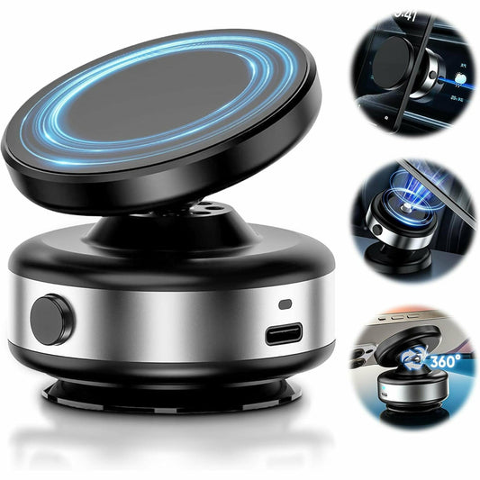 Car Phone Holder for Magsafe - 78 lbs Strongest Suction Cup, 2400gf Magnetic Car Mount, 360° Adjustable for iPhone 16/15/14/13/12 Pro Max Plus, Carbon Fiber Design（Silver）