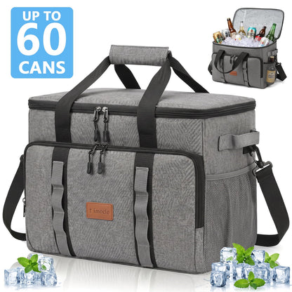 Merryhome 60 Can Collapsible Soft Sided Cooler Bag, Leakproof Insulated Portable Cooler for Beach, Camping, Travel, Picnic and Grocery, Gray