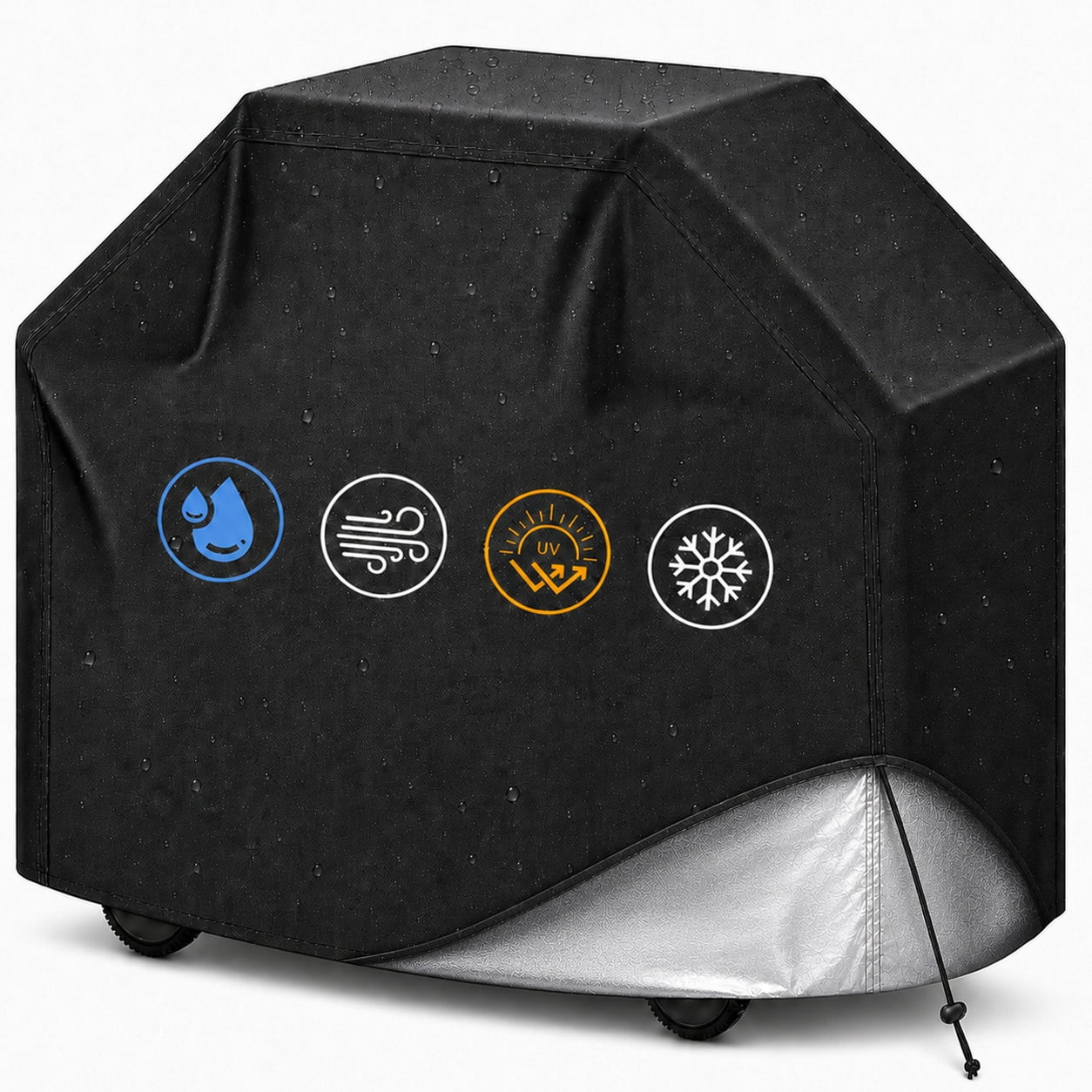 Merryhome 58 in BBQ Grill Cover, 420D Heavy Duty Waterproof Gas Grill Cover for Outdoor Grill, UV, Fade and Rip Resistant with Adjustable Drawstring
