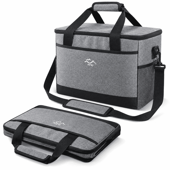 Merryhome 45 Can Soft Sided Cooler Bag, 29 Qt Insulated Leakproof Collapsible Cooler with Shoulder Strap for Beach, Camping, Picnic and Travel, Gray