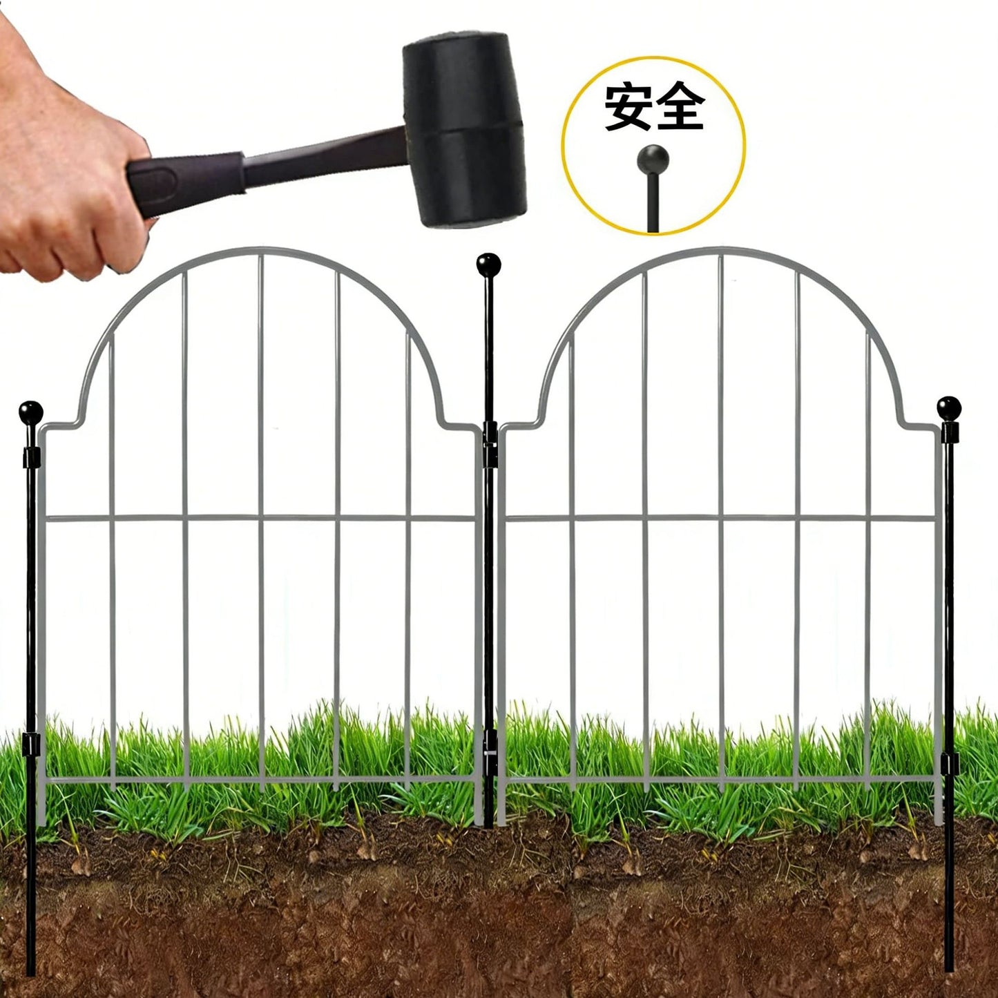 Garden Fence , 10 Pack Rustproof Metal No Dig Fence Animal Barrier for Dog, Arched Flower Bed Edging Ornamental Wire Border Panel Fencing for Yard Patio Outdoor Decor