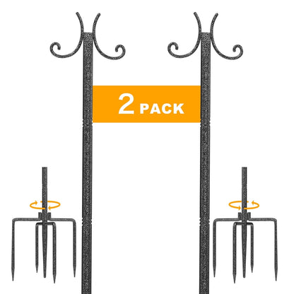 10-foot Outdoor Light Pole (2-Pack) - with Fork Bracket for String Lights, Patio and Deck, Weather Resistant and Height Adjustable - Easy to Install