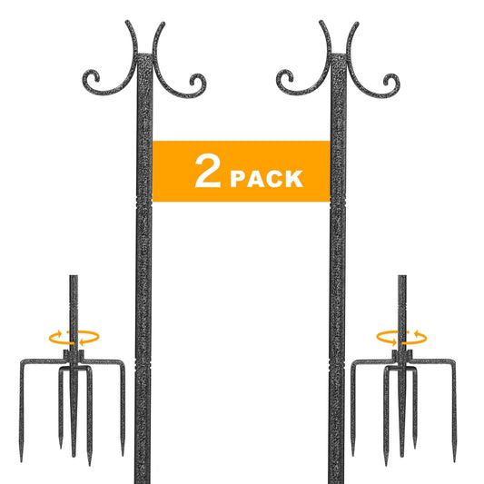 10-foot Outdoor Light Pole (2-Pack) - with Fork Bracket for String Lights, Patio and Deck, Weather Resistant and Height Adjustable - Easy to Install