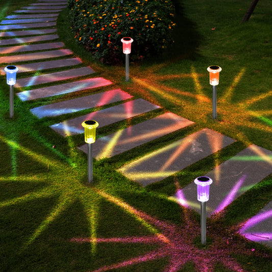 10 Pack Outdoor Solar Lights Solar Path Lights LED Waterproof Stainless Steel Driveway Lighting for Outdoor, Yard, Walkway, Sidewalk, Garden, Lawn (Colorful)