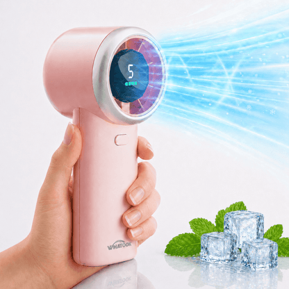 Portable Handheld Fan, 4000mAh USB Rechargeable Mini Fan with 5 Speeds, Powerful Personal Cooling Fan, Small Pocket Fan for Travel, Office, Outdoor, Pink