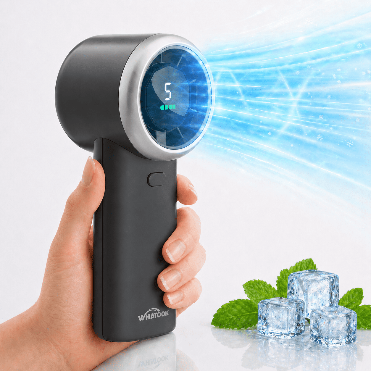 Portable Handheld Fan, 4000mAh USB Rechargeable Mini Fan with 5 Speeds, Powerful Personal Cooling Fan, Small Pocket Fan for Travel, Office, Outdoor, Black