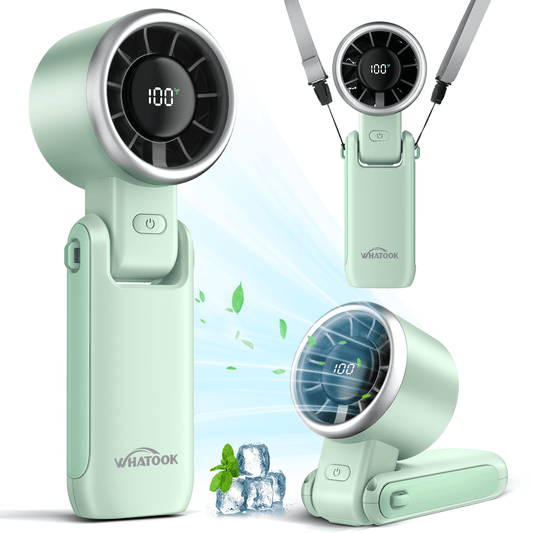 Portable Handheld Turbo Fan, 5 Gear Wind Hand Fan, Battery Personal Fans Portable Rechargeable, 12 Hours Pocket Fan, 3 IN 1 Hand Held Fan, Portable Fan for Travel/Outdoor/Indoor(Green)