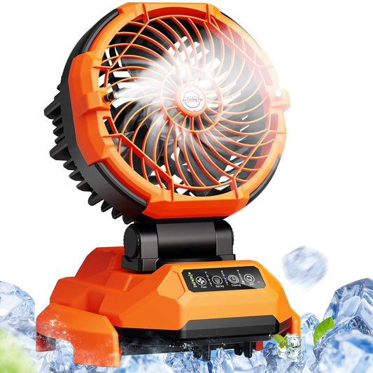 Portable Misting Fan - 30000mAh Battery Powered, 4-Speed Cooling Fan with Adjustable Spray, 120° Oscillation for Camping, Patio, Adjustable Base for 10-13in Water Tank(No Bucket Included)