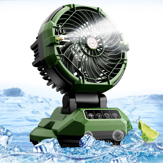 Portable Misting Fan - 30000mAh Battery Powered, 4-Speed Cooling Fan with Adjustable Spray, 120° Oscillation for Camping, Patio, Adjustable Base for 10-13in Water Tank(No Bucket Included)