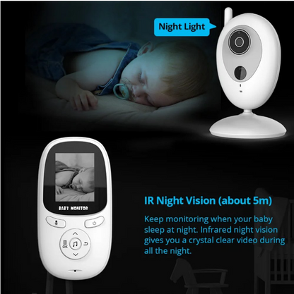 Video Baby Monitor with Camera, Auto Night Vision VOX Auto Wake-up Mode 2-Way Intercom Talk Temperature Sensor and Lullabies with 2.4 GHz Wireless Transmission Technology