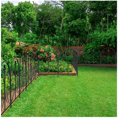 Decorative Garden Fence 10 Pack, 24in(H) x 12.5in(L) Animal Barrier Fence, Rustproof Metal Fencing for Yard, Dog Rabbits Wire Section Garden Edging Border for Yard Patio Garden