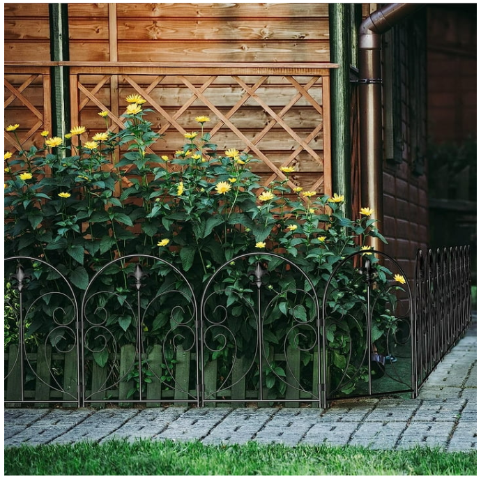 Decorative Garden Fence 10 Pack, 24in(H) x 12.5in(L) Animal Barrier Fence, Rustproof Metal Fencing for Yard, Dog Rabbits Wire Section Garden Edging Border for Yard Patio Garden