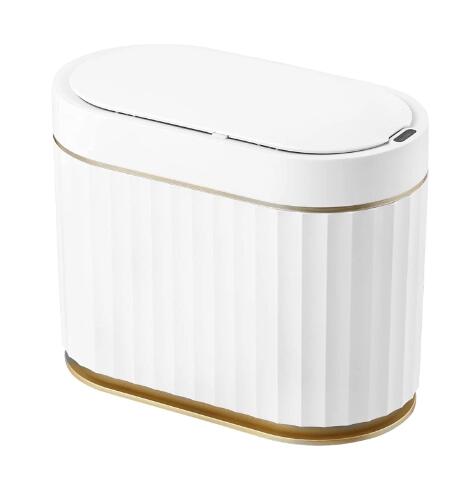 Mini Trash Can with Lid Small Desktop Lid, Countertop Automatic Garbage Can, Commercial Tiny Motion Sensor Waste Basket for Bathroom, Coffee, Bedroom, Office