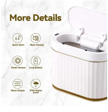 Mini Trash Can with Lid Small Desktop Lid, Countertop Automatic Garbage Can, Commercial Tiny Motion Sensor Waste Basket for Bathroom, Coffee, Bedroom, Office