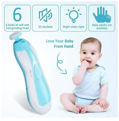 Kidsjoy Baby Nail Clippers with Light, Electric Baby Nail Trimmer, Safe Baby Nail File for Newborn, Blue