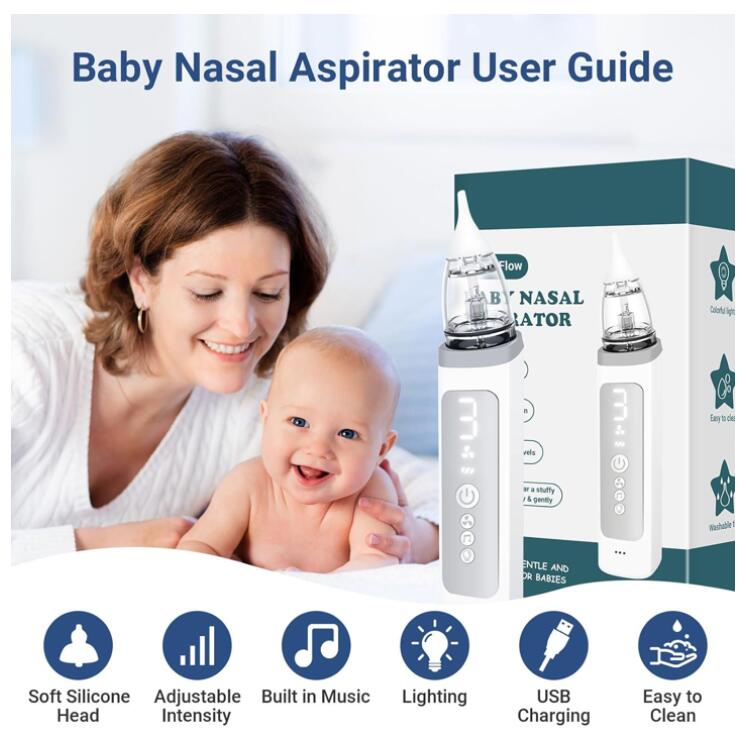 Kidsjoy Baby Nasal Aspirator, Baby Nose Sucker, Electric Nose Aspirator for Toddler, Automatic Baby Nose Cleaner with 3 Suction Level & Music & Light