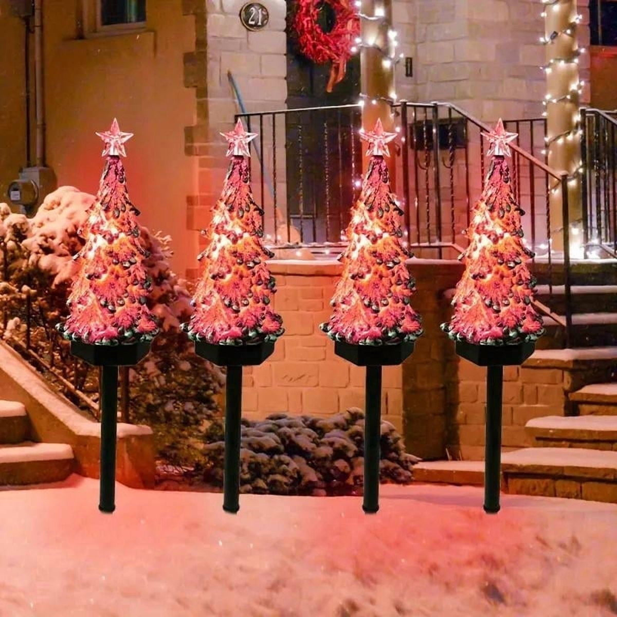 Merryhome 1PC Solar-Powered Christmas Tree Lawn Light, Outdoor Ground-Mounted Light, Festive Patio Light, Suitable For Backyard And Front Yard Christmas Decorations, Moving Gift Deliveries, And Other Occasions