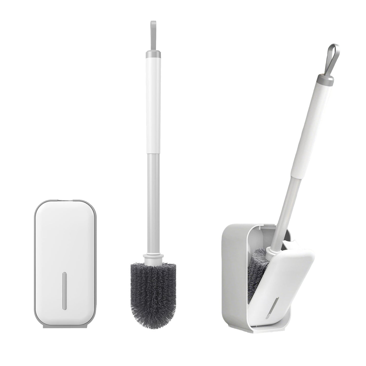 Toilet Brush with Holder – Wall Mounted Self-Closing Set with Long Handle & Silicone Bristles for Bathroom Cleaning