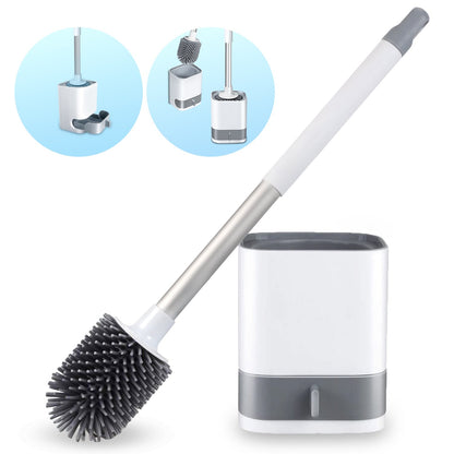 Toilet Brush with Wall Mount and Water Drawer – Long Handle Silicone Cleaner for Quick Dry Bathroom Cleaning