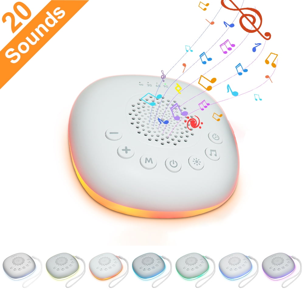 White Noise Sound Machine Portable - 20 Soothing Sounds Timer Adjustable Volume with Soft Night Light for Adult Sleep, Home or Travel Use