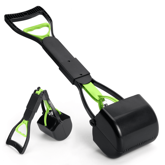 Foldable Dog Pooper Scooper, 23" Long Handle, Leak-Proof & Compact Pet Waste Picker, Plastic, Green – For Large & Small Dogs, Grass or Yard Use