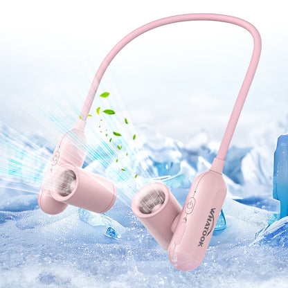 SPORTS JOY 3 Speed Portable Neck Fan, 4000mAh Hands Free Fan, Any Bend and 180° Twin-Turbo Rotation, USB Rechargeable Wearable Bladeless Fan for Sport, Student, Traveling (Pink)