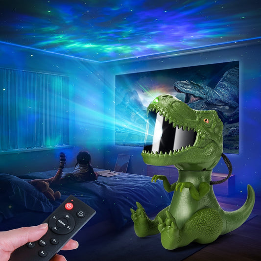 WHATOOK Dinosaur Space Projector, Starry Sky LED Light with Timer and Remote Control, Beautiful Decoration for Kids Room, Suitable for Christmas, Birthday, Valentine's Day Gift (Green)