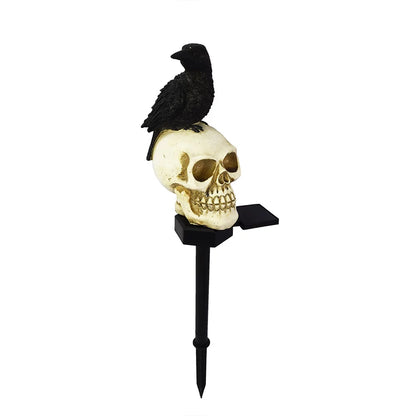 WHATOOK Halloween Skull Garden Solar Lights, Halloween Crow Solar Landscape Light, Decoration Path Lights, Decorations, Look Left