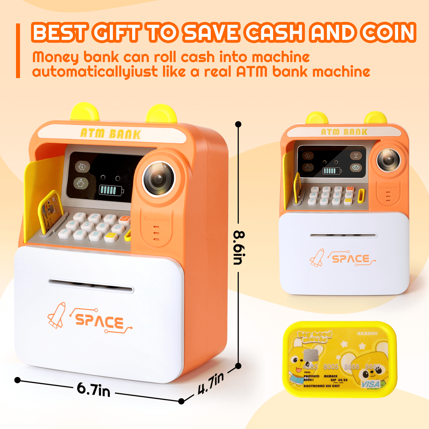 Kids Piggy Bank for Girls - Toys for 5-10 Year Old Girl Birthday Gifts - Electronic Piggy Bank ATM Machine Money Safe for Kids Toys Age 6-8-10