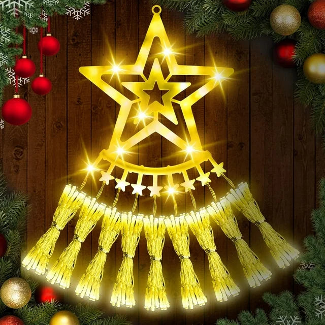 WHATOOK 350 LED Outdoor Christmas Decorations Star Light 12.5FT Christmas Tree Lights 8 Modes Christmas Tree Lights Indoor Outdoor Waterproof Warm Color Christmas Plug-in