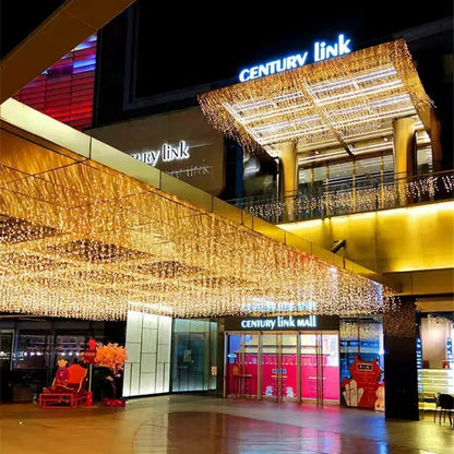 Merryhome Solar Waterfall Curtain Light, 256 Warm White LEDs Remote Control for Outdoor Garden, Patio, Courtyard & Xmas