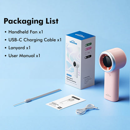 Portable Handheld Fan, 4000mAh USB Rechargeable Mini Fan with 5 Speeds, Powerful Personal Cooling Fan, Small Pocket Fan for Travel, Office, Outdoor, Pink