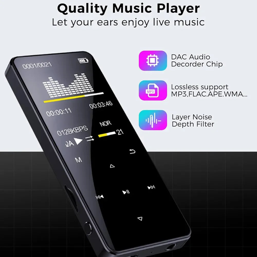 64GB Mp3 Player with Bluetooth 5.0 - Portable Digital Lossless Music MP3 MP4 Player with FM Radio HD Speaker