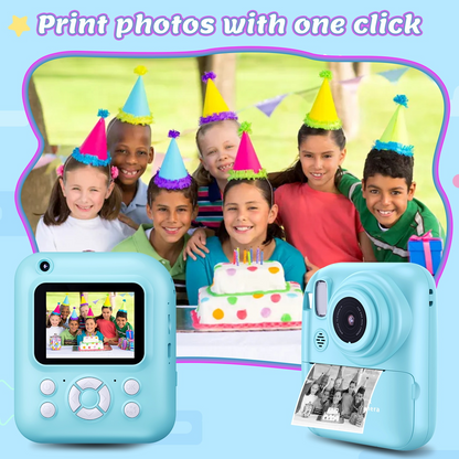 Kids Camera Instant Print - 1080P Digital Video Instant Camera for Kids, Christmas Birthday Gifts for Girls Boys Age 3-12, Toddler Cameras with 3 Rolls No Ink Print Paper(Blue)