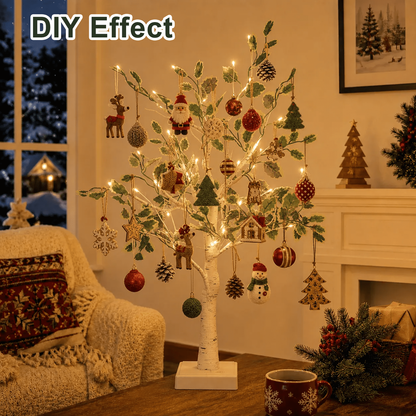 PUCACHI 2FT Birch Tree with LED Lights, Faux Tabletop Christmas Decor with 24 Warm White LEDs, Timer USB or Battery Powered, Bendable Branches for Indoor Tabletop Christmas Decor