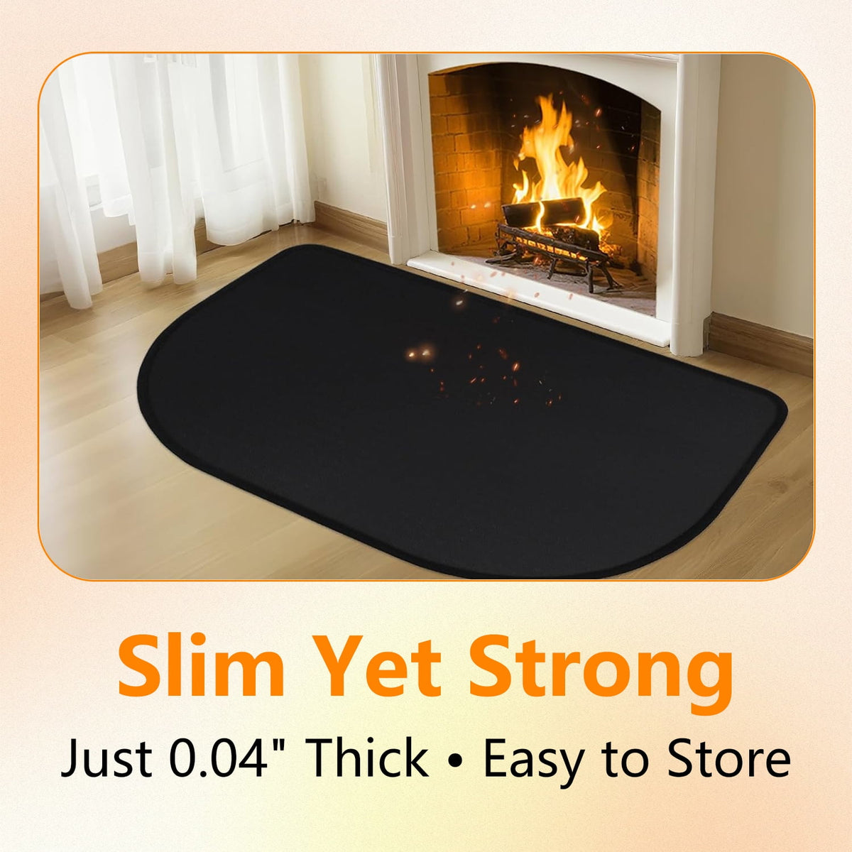 Henotian Fireproof Fireplace Mat 65x48 in Fire Resistant Hearth Rug for Wood Stove, Protect Floors Carpets Decks from Sparks Ashes and Heat
