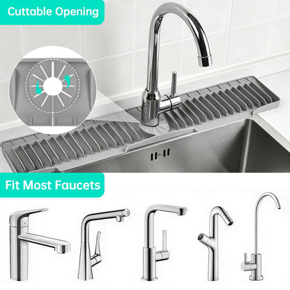 Merryhome 2-Pack Kitchen Sink Splash Guard, 31" and 23" Silicone Faucet Mat, Fast Draining Splash Guard for Kitchen, Bathroom, RV, Gray