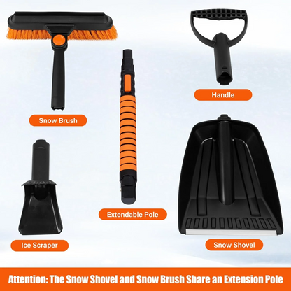 Ice Scraper and Extendable Snow Brush Emergency Snow Shovel for Car,31" - 40" Snow Brush with Squeegee,Snow Scraper with 180° Pivoting Brush Head and Foam Grip for Car Windshield,Truck,SUV