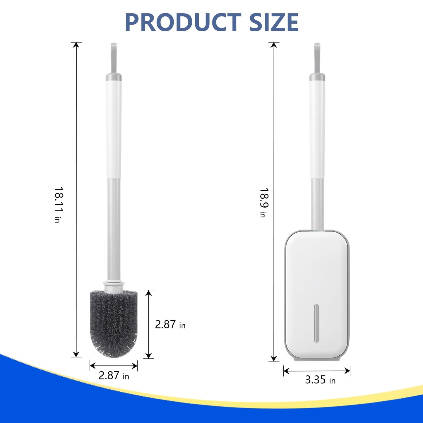 Toilet Brush with Holder – Wall Mounted Self-Closing Set with Long Handle & Silicone Bristles for Bathroom Cleaning