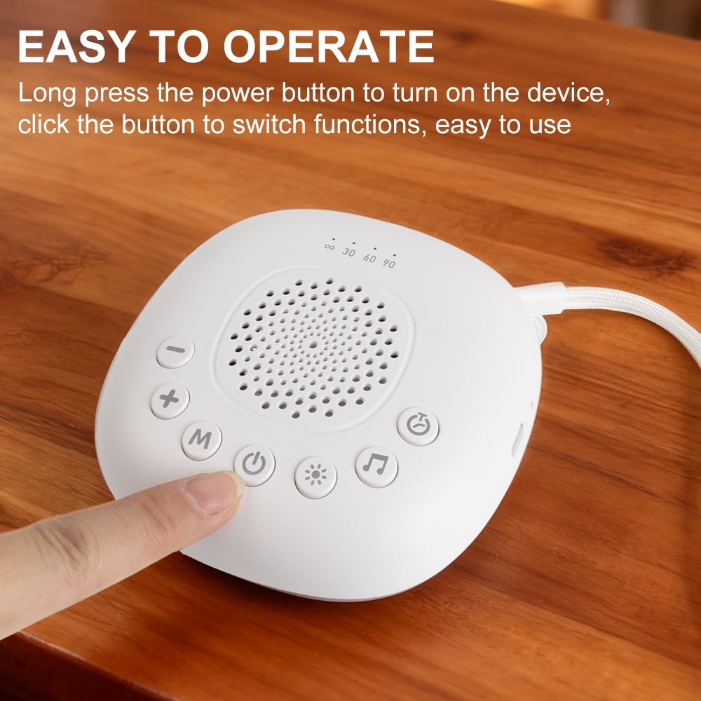 White Noise Sound Machine Portable - 20 Soothing Sounds Timer Adjustable Volume with Soft Night Light for Adult Sleep, Home or Travel Use